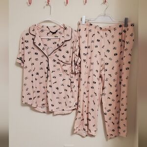 Kate Spade Pink Camera-Print Pajama Set Size XL Cozy Lounge